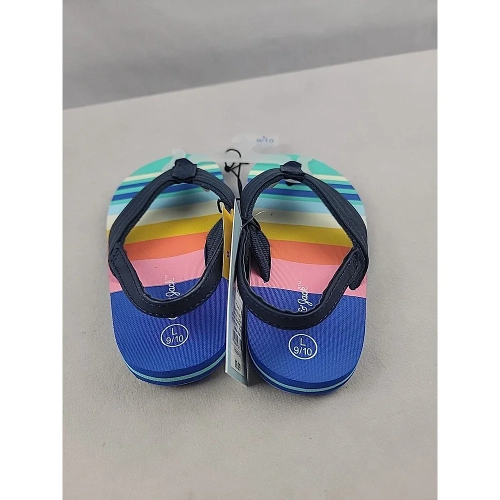 Cat And Jack Girls‎ Boys Large 9/10 Comfortable Slip On Flip Flop Rainbow Colors